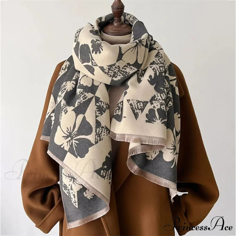 Traditional Cashmere Checkered Wrap Shawl scarf-241228