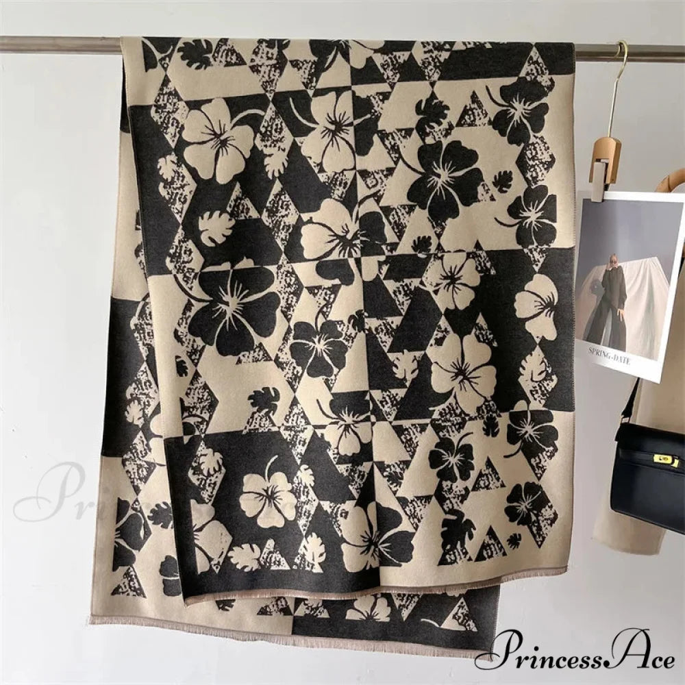 Traditional Cashmere Checkered Wrap Shawl scarf-241228