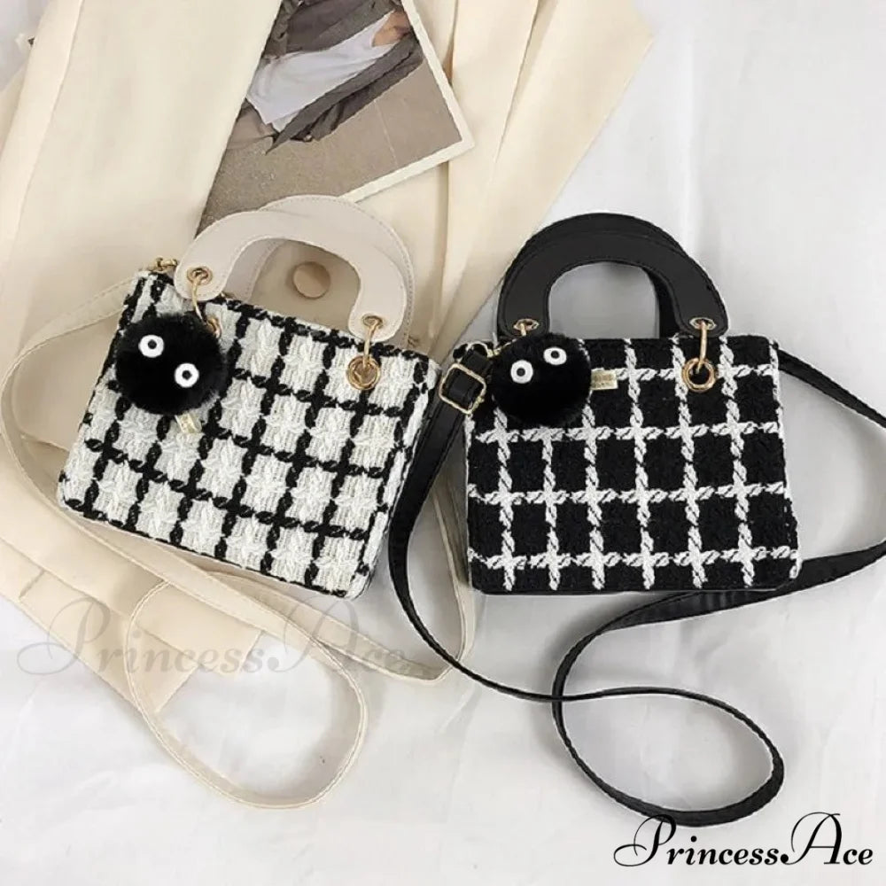 Traditional Tartan Woolen High-End Designer Clutch Crossbody Purse handbag-250126