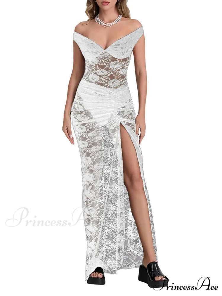 Transparent Backless Bodysuit Wrap Extended Floral Skirt WHITE / S floraldress-250126