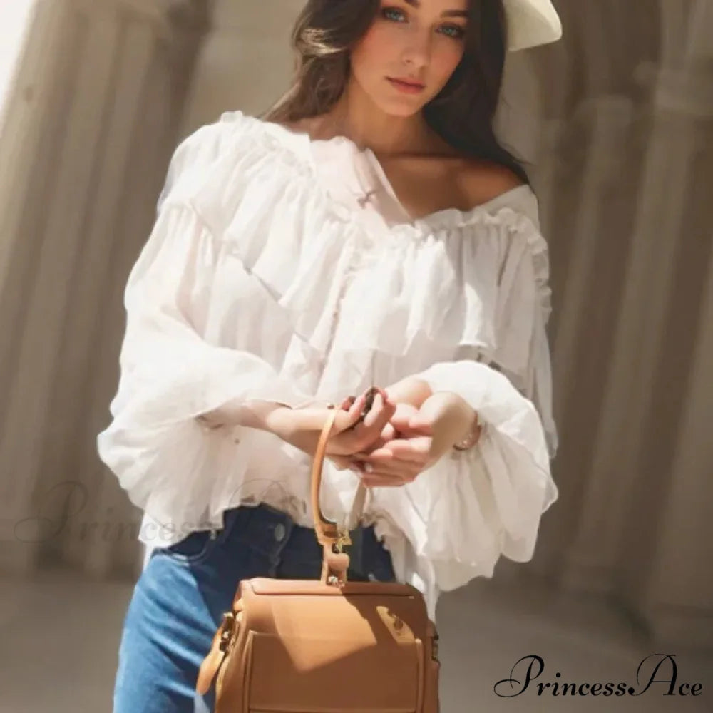 Transparent Bohemian Mesh Frill Blouse blouse-250223