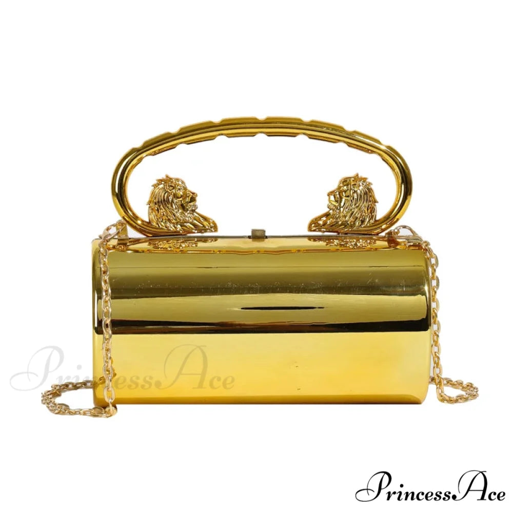 Transparent Circular Crossbody Evening Purse Gold clutchbag-250126