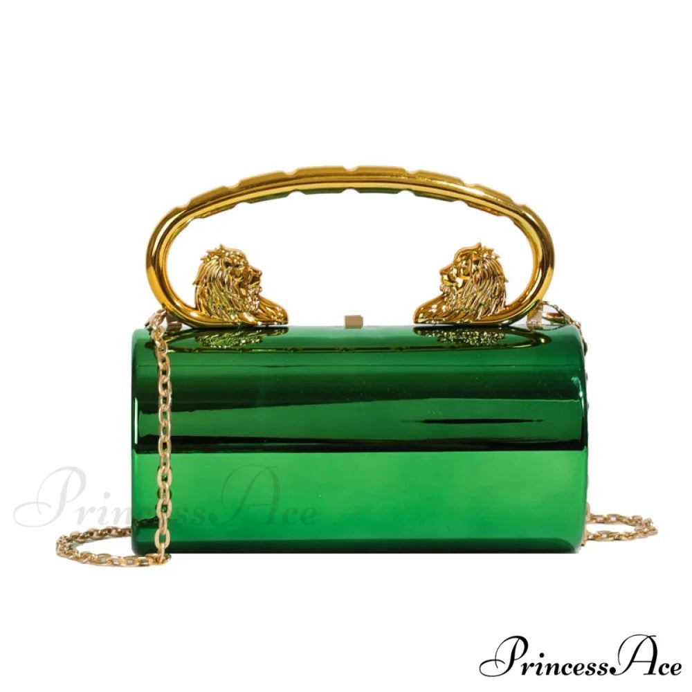 Transparent Circular Crossbody Evening Purse Green clutchbag-250126