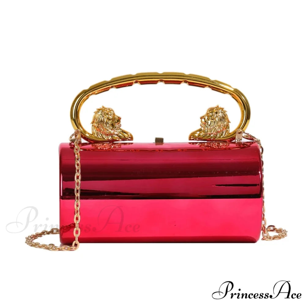 Transparent Circular Crossbody Evening Purse Red clutchbag-250126
