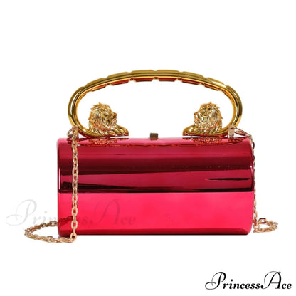 Transparent Circular Crossbody Evening Purse Red clutchbag-250126