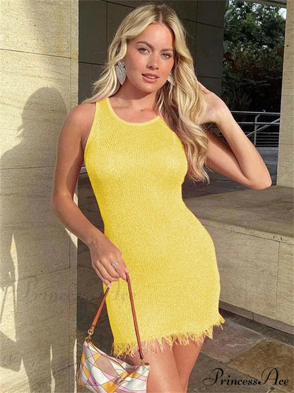 Transparent Hollowed-Out Mini Dress minidress-250223