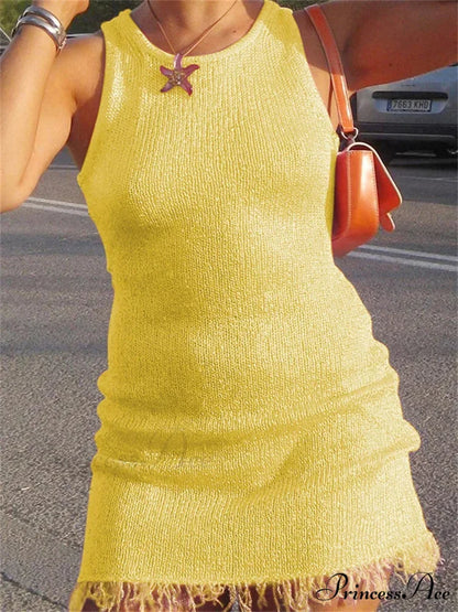 Transparent Hollowed-Out Mini Dress minidress-250223