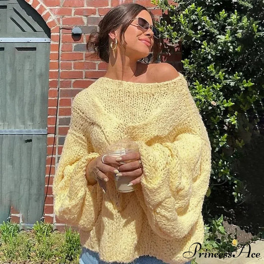 Transparent Informal Baggy Y2K Knitted Sweater swraters-241228