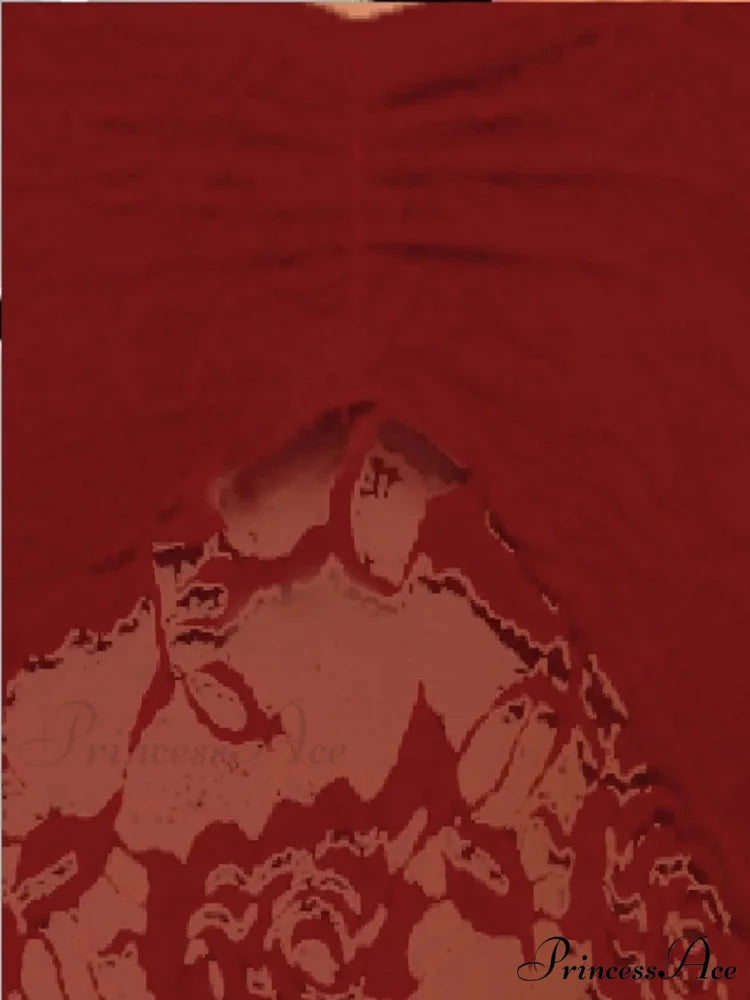 Transparent Lace Off-the-shoulder Sleeveless Deep V Bandeau Top Red / S croptop-250126