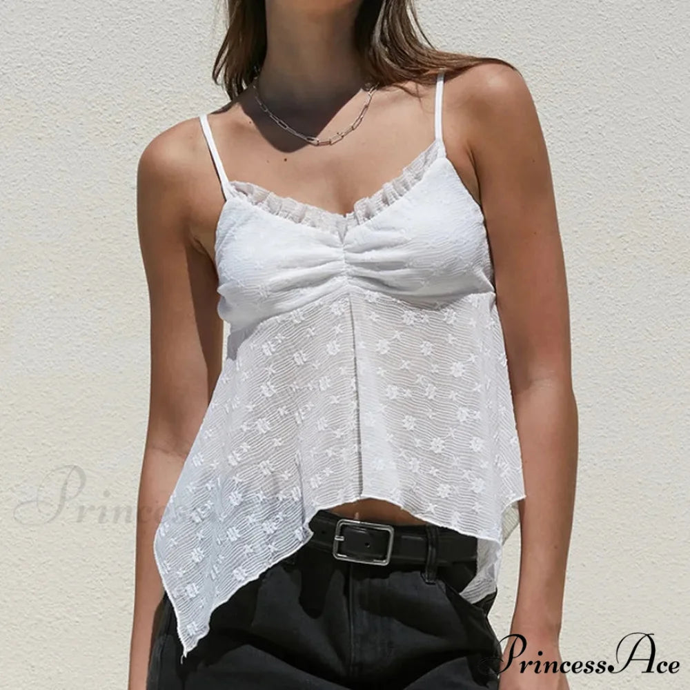 Transparent Mesh Babydoll Crop Top WHITE / S croptop-250223