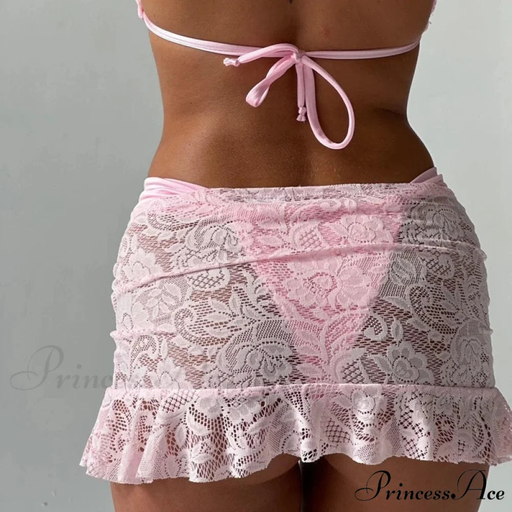 Transparent Mesh Frill Mini Skirt skirts-250223