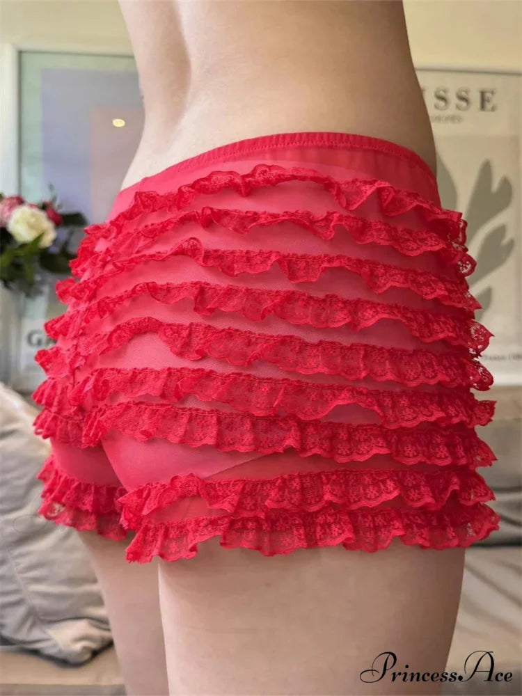 Transparent Net Frill Sleep Short short-250223