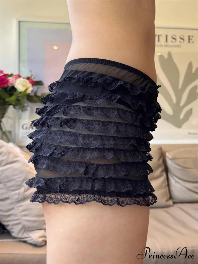 Transparent Net Frill Sleep Short short-250223