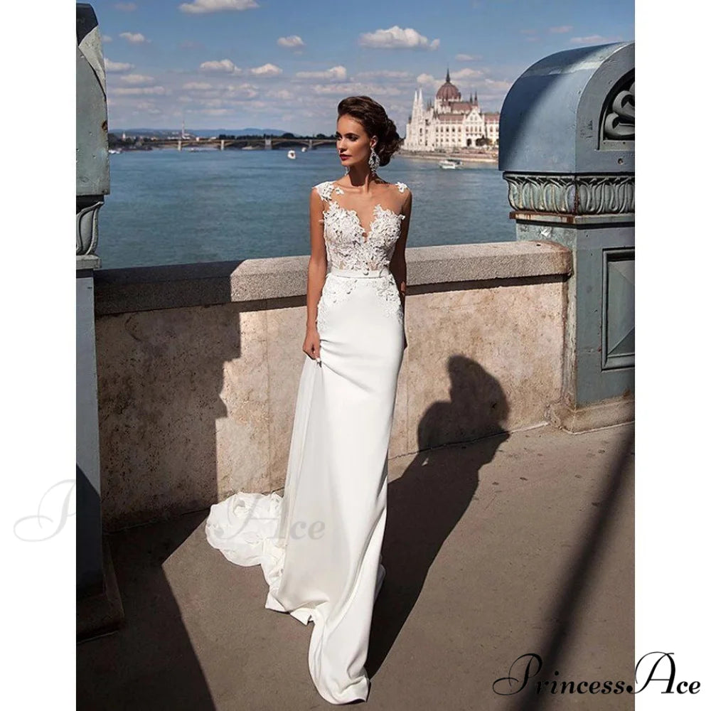 Transparent Net Long Train Wedding Gown weddingdress-250223