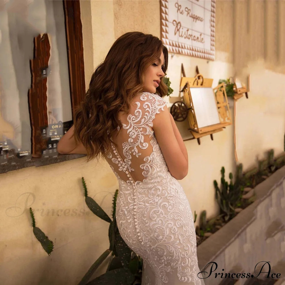 Transparent Net Mermaid Bridal Wedding Gown weddingdress-250223
