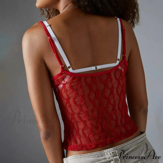 Transparent Net Square Neck Crop Top croptop-250223