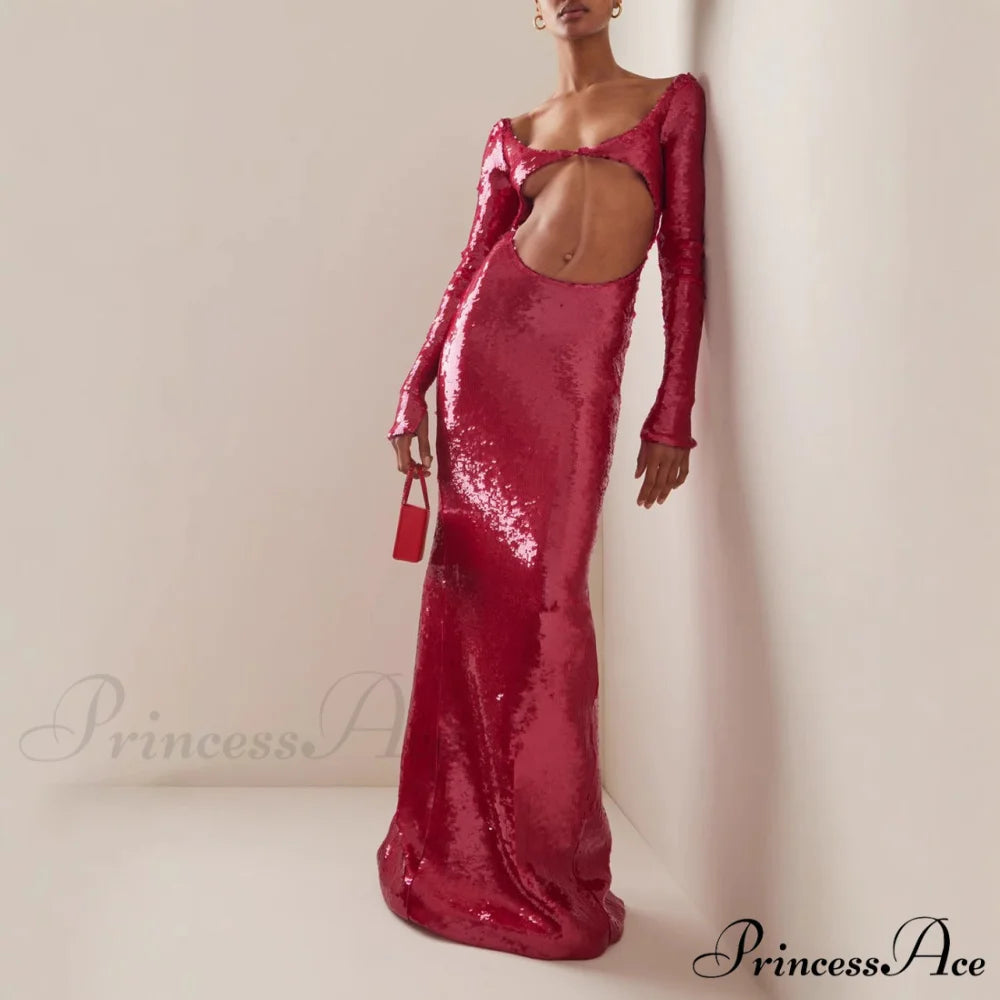 Transparent Panel Embellished Slit Formal Gown promdress-250223