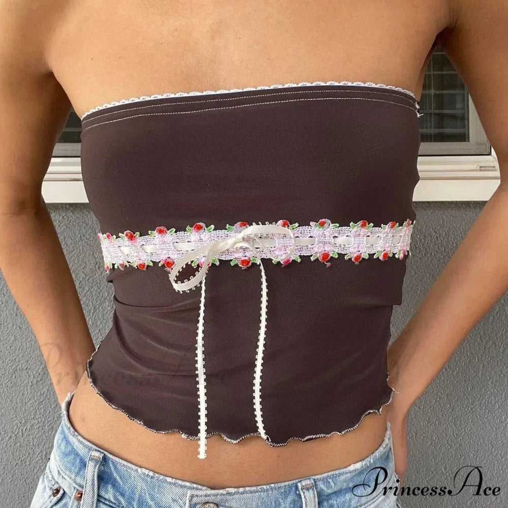 Transparent See-Through Tube Crop Top brown / S croptop-250223