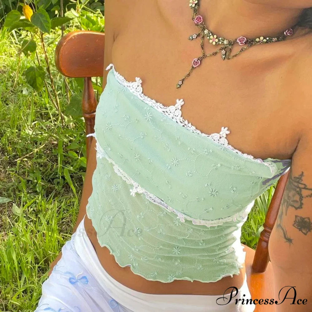Transparent See-Through Tube Crop Top green / S croptop-250223