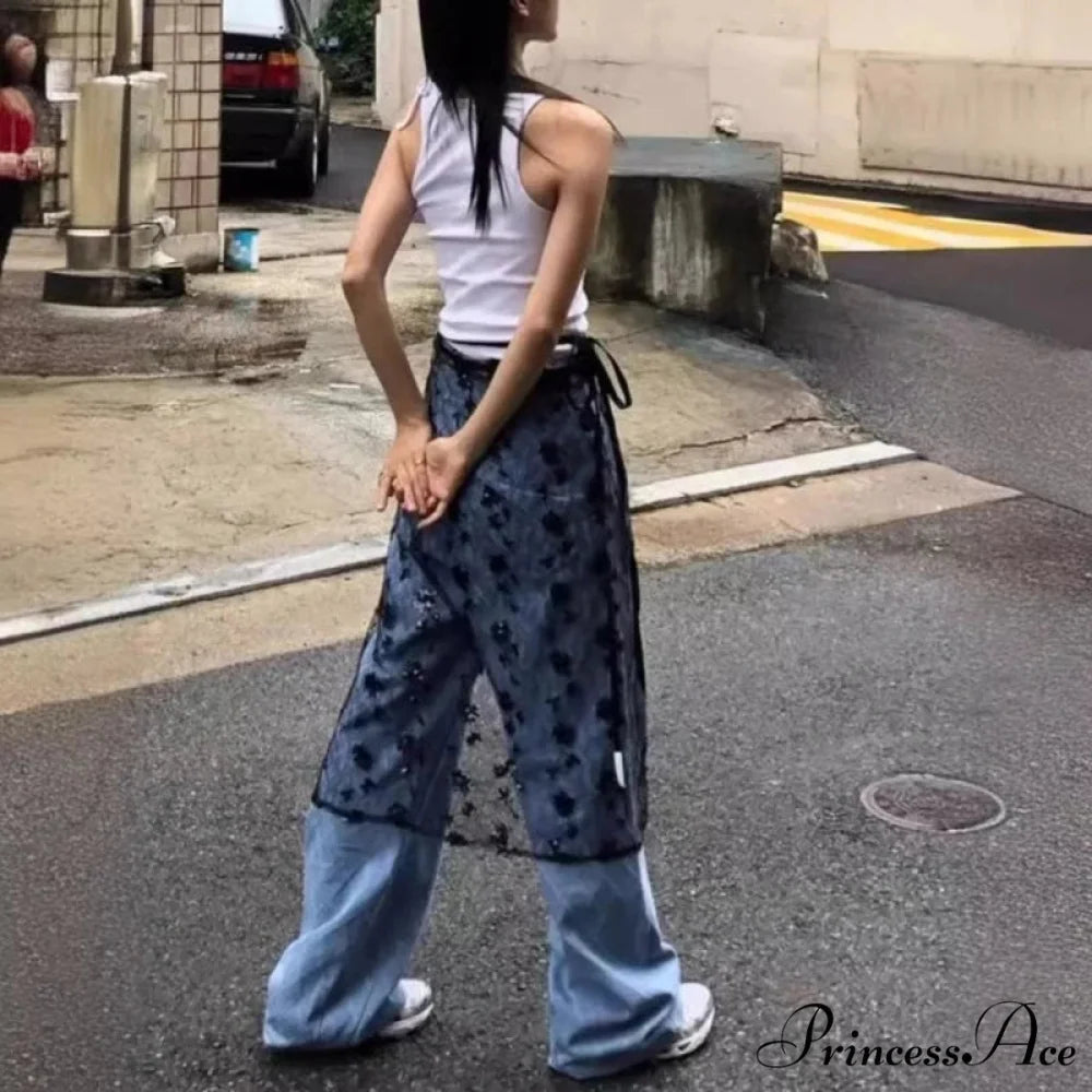 Transparent Sparkling Flower Lace Long Apron Skirt skirt-250126