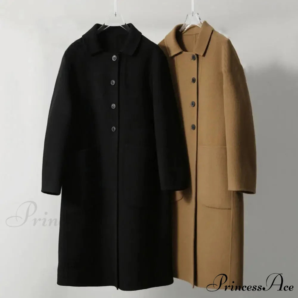 Travel Style Woolen Collar Overcoat overcoats-241228
