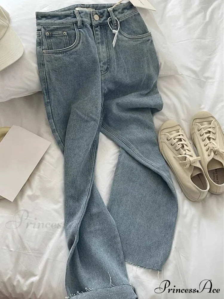 Trendy Flower Print Light Blue Jeans