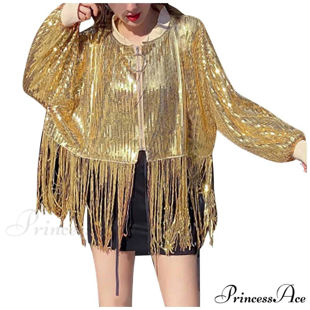 Trendy Party Stylish Chic Elegant Fashionable Versatile Classic Elegant Jacket Gold / A