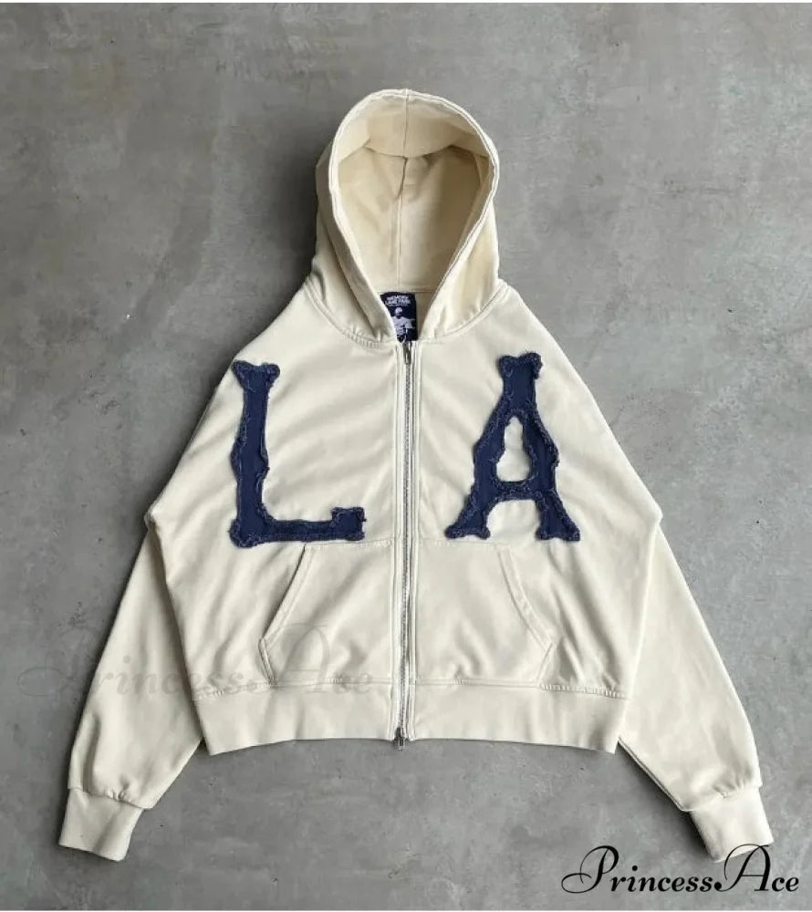 Trendy Retro Embroidered Oversized Comfortable Hoodie WHITE / S Sweatshirts & Hoodies-L