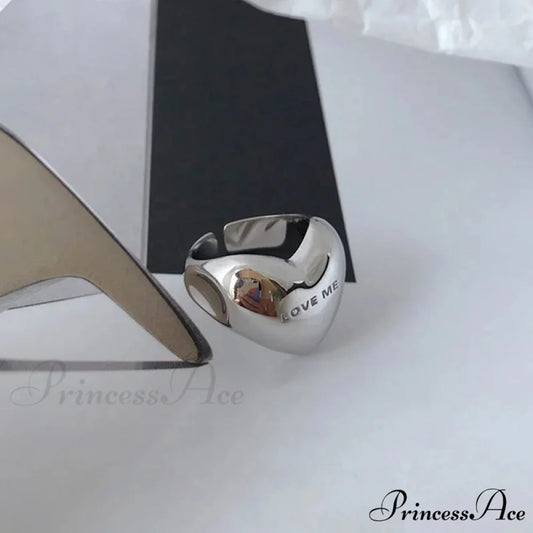 Trendy Silver Love Heart Elegant Ring