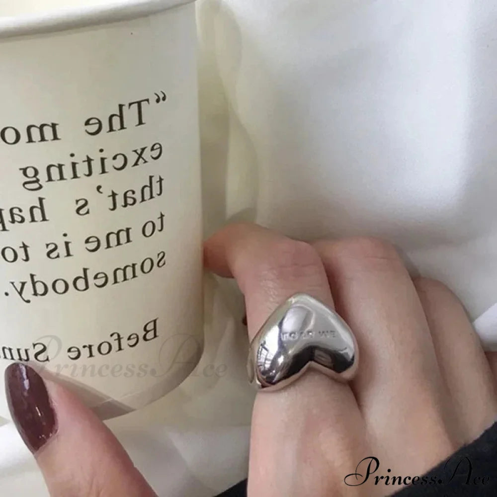 Trendy Silver Love Heart Elegant Ring