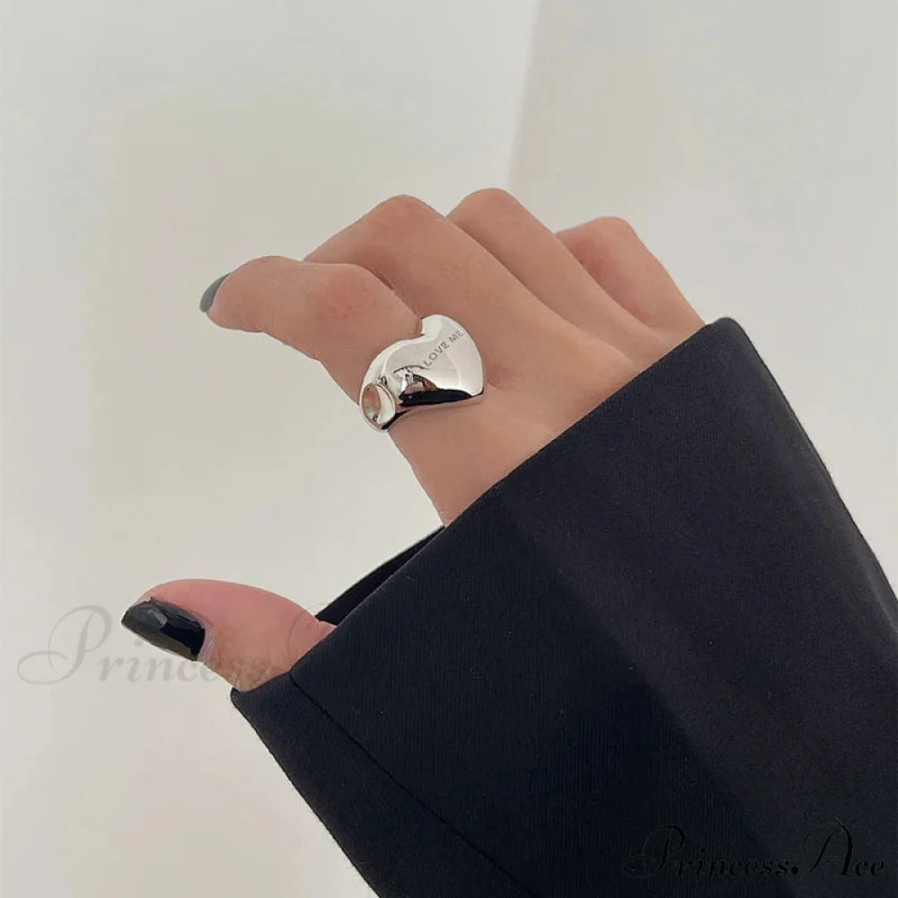 Trendy Silver Love Heart Elegant Ring