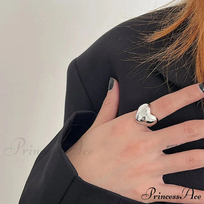 Trendy Silver Love Heart Elegant Ring