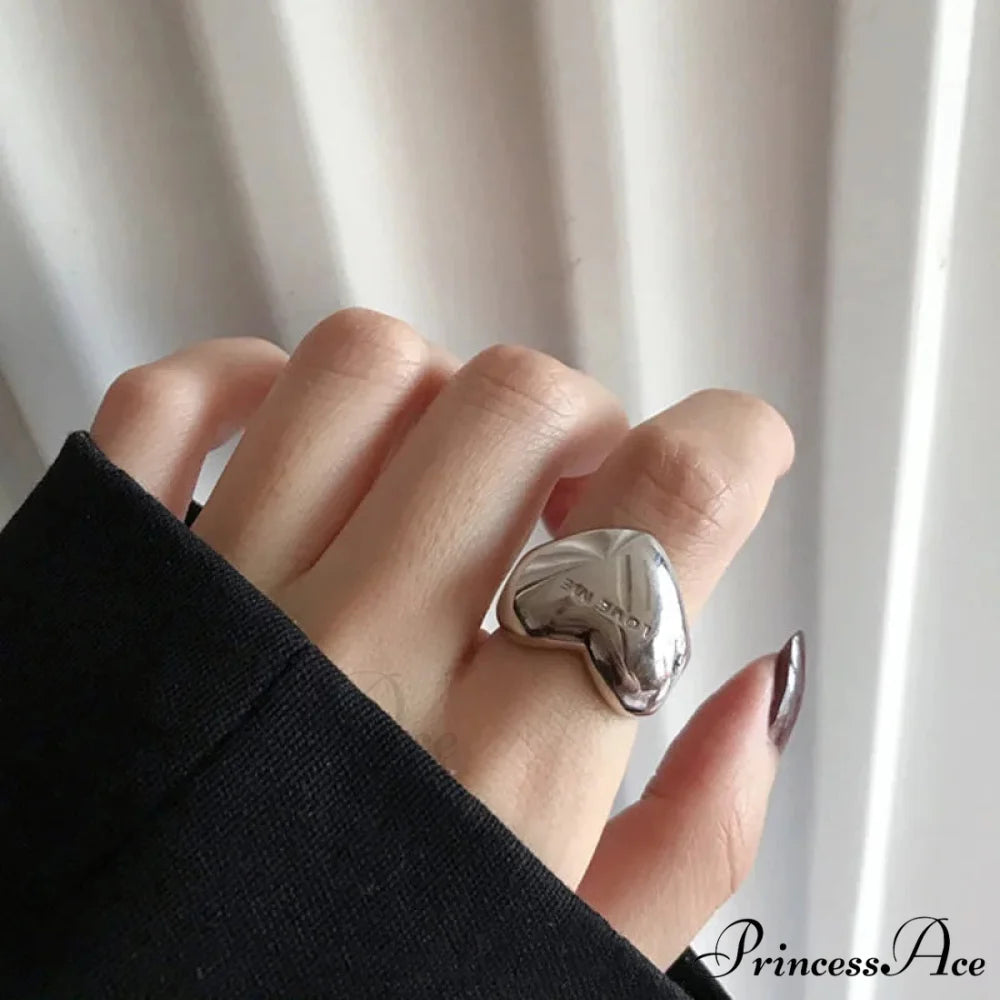 Trendy Silver Love Heart Elegant Ring