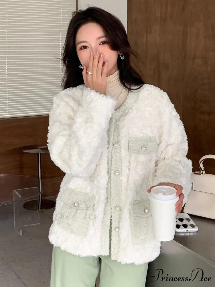 Trim Drop Shoulder Teddy Coat