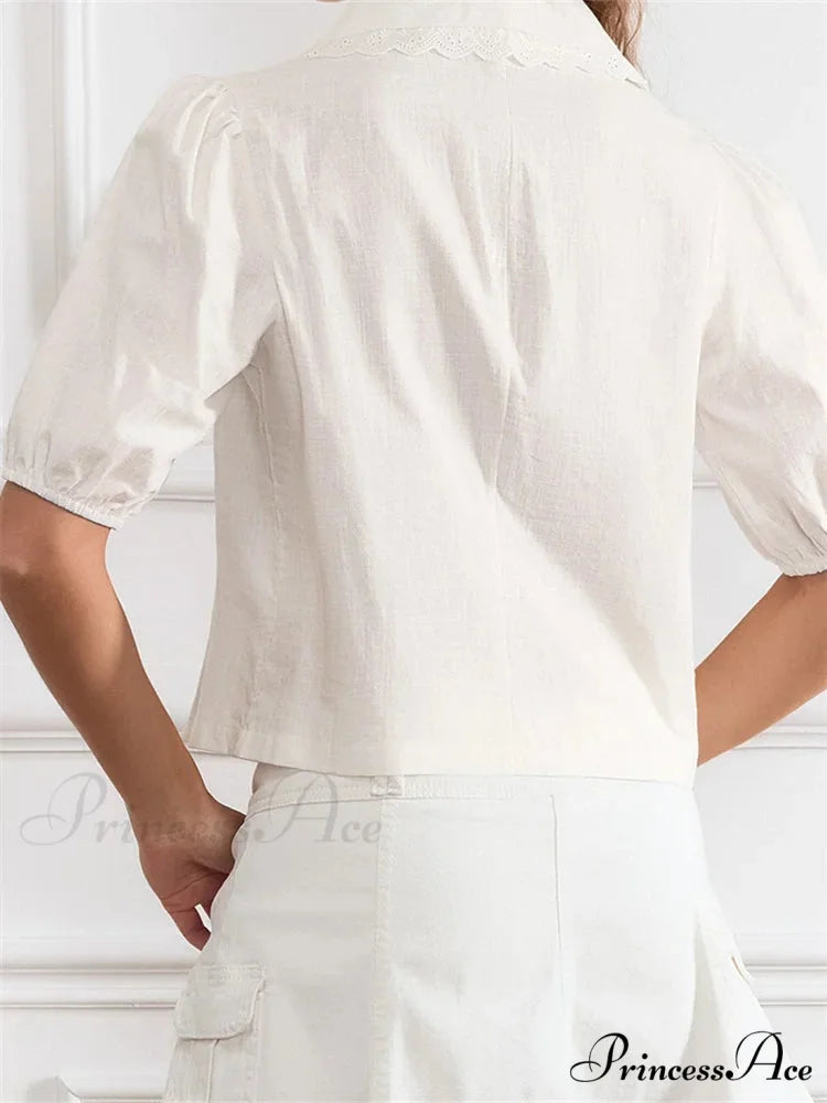 Trim Front Bind-Up V-neck Blouse blouse-250223