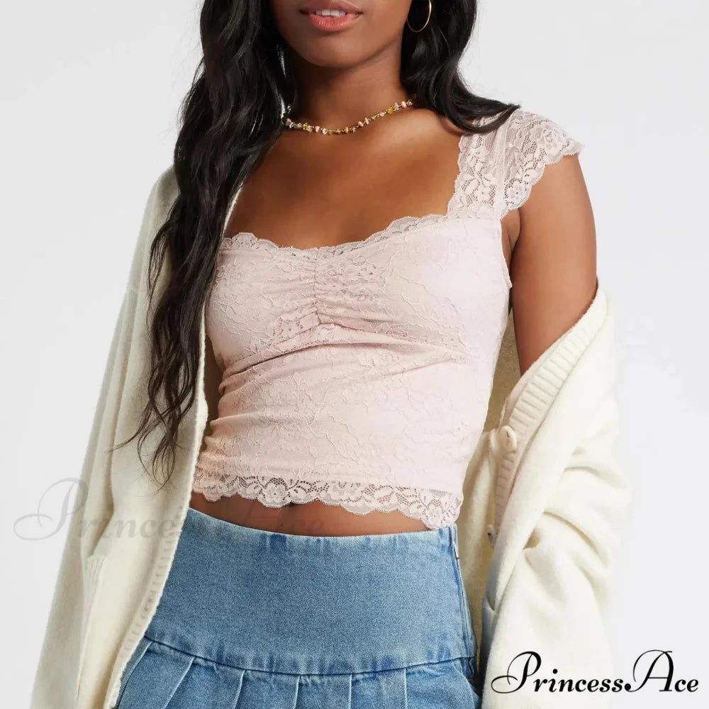 Trimmed Short Sleeve Crop Top Pink / S croptop-250223