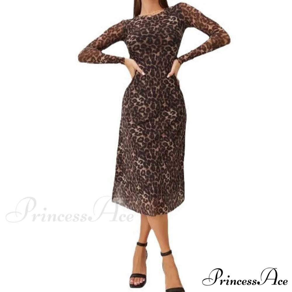 True Hues Stylish Velvet Dress Leopard print / XS
