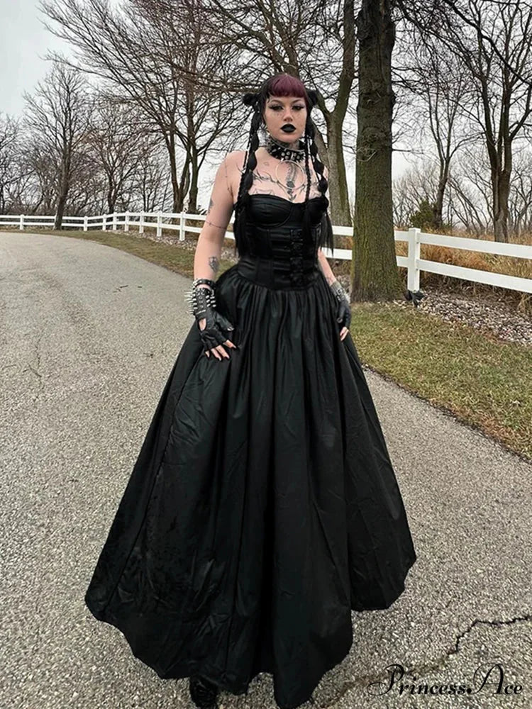 Tube Top Leather Buckle Vintage Backless Strapless Harajuku E-Girls 90s Streetwear Sexy Club Dress Black / XS