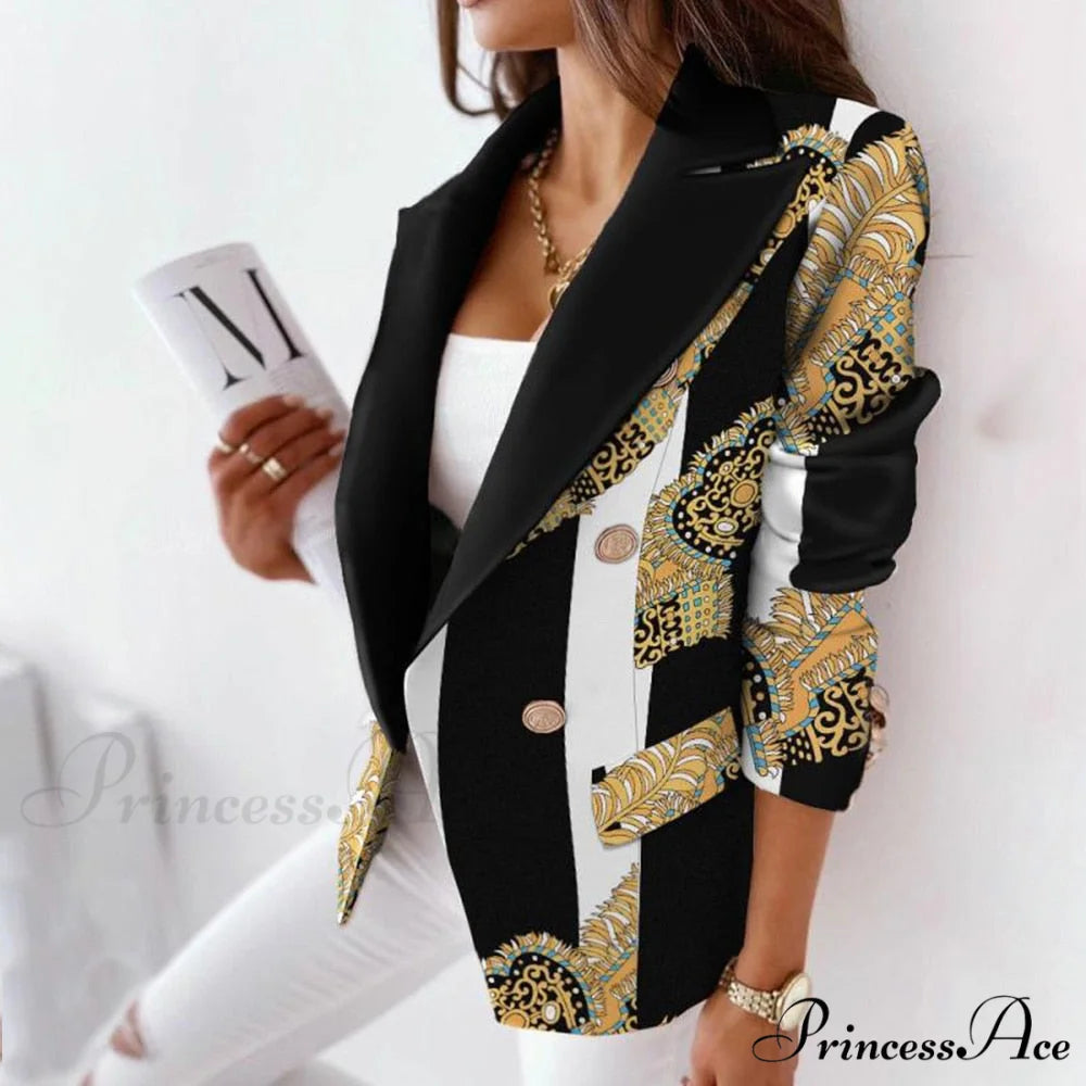 Turn-Down Collar Casual Simple Long Sleeve Blazer