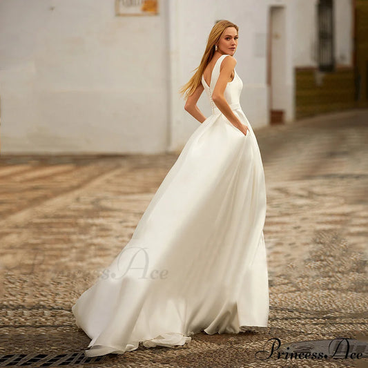 Twin Shoulder Open Back Train Bridal Gown weddingdress-250223