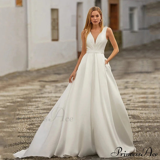 Twin Shoulder Open Back Train Bridal Gown white / XS weddingdress-250223