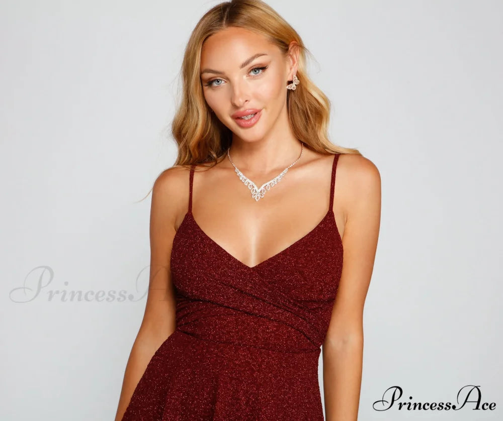 Twirl And Glow Charming Glitter Skater Dress