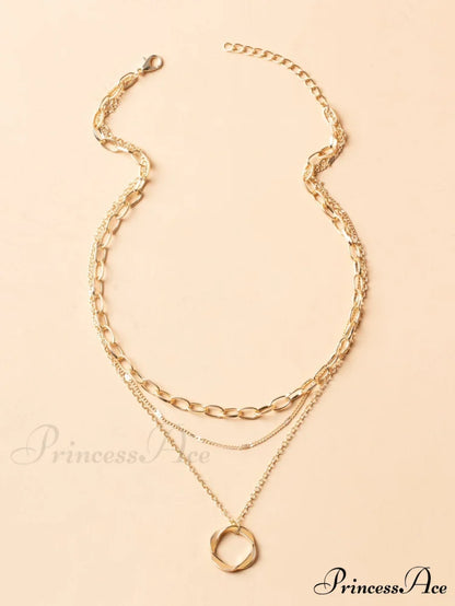 Twist Round Charm Layered Necklace