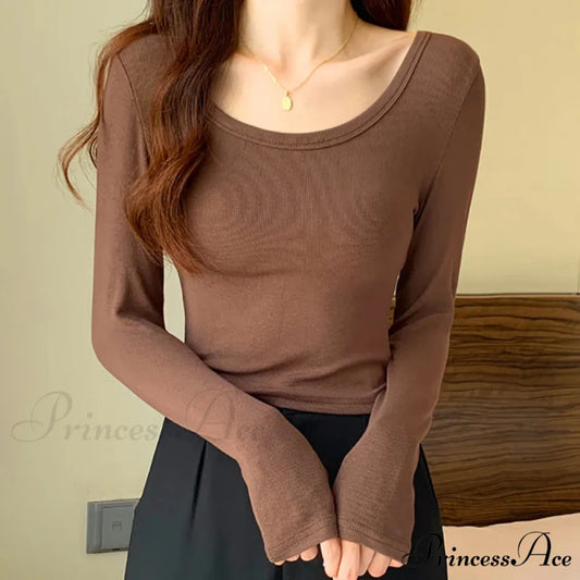 Twist Thread Cotton Top Trim Jumper coffee / One Size swraters-241228