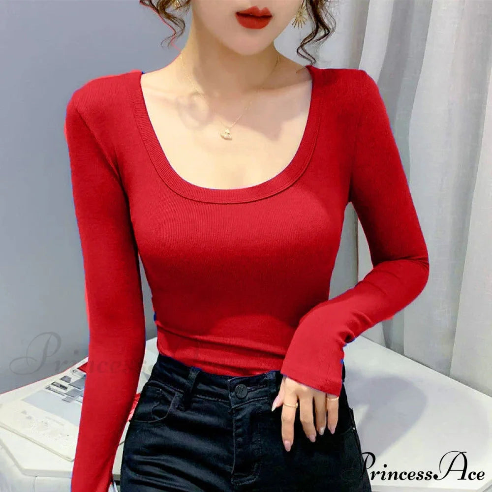 Twist Thread Cotton Top Trim Jumper Red / One Size swraters-241228