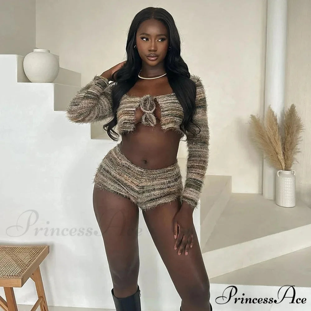 Two-Piece Knit Set Sweater cardigans-241228