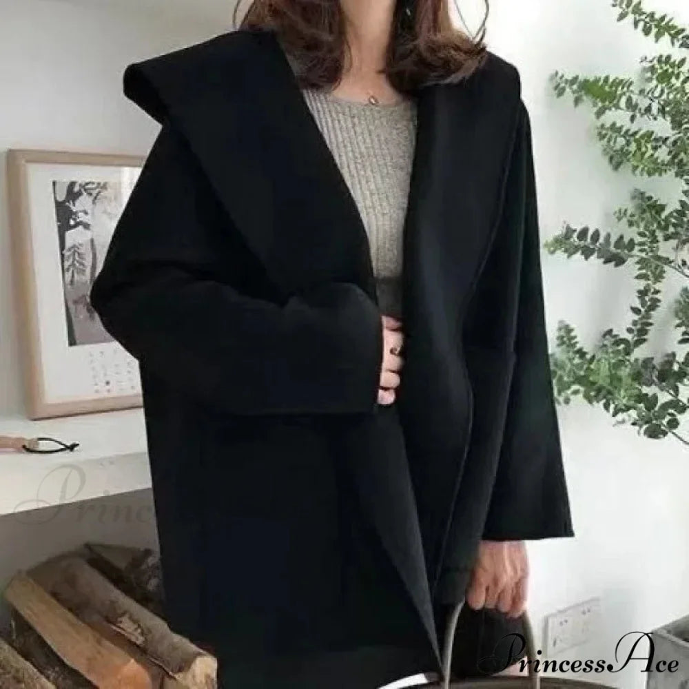 Two-Sided Brief Woolen Overcoat Black / XL about 60.00 kg-67.50 kg overcoats-241228
