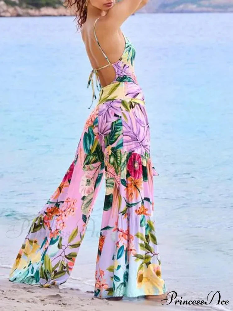 U-shaped Print Swimsuit Long Trousers One Piece color4 / S onepiece-250223