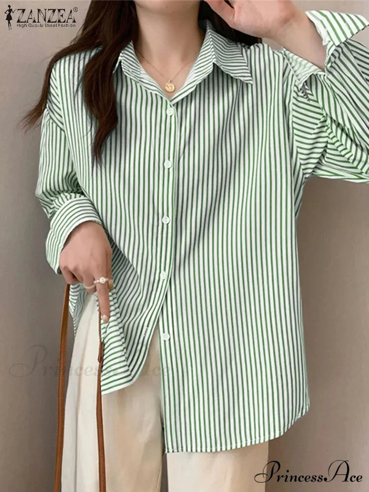 Uneven Lace-Up Button Lapel Blouse Green2 / S blouse-250126