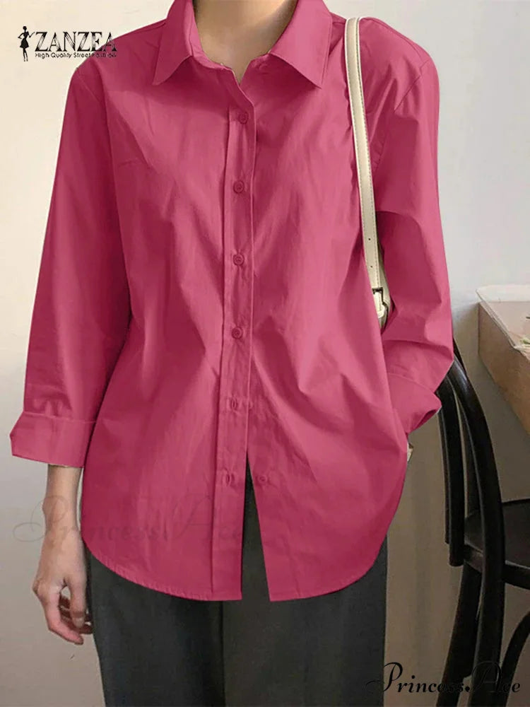 Uneven Lace-Up Button Lapel Blouse Rose1 / S blouse-250126